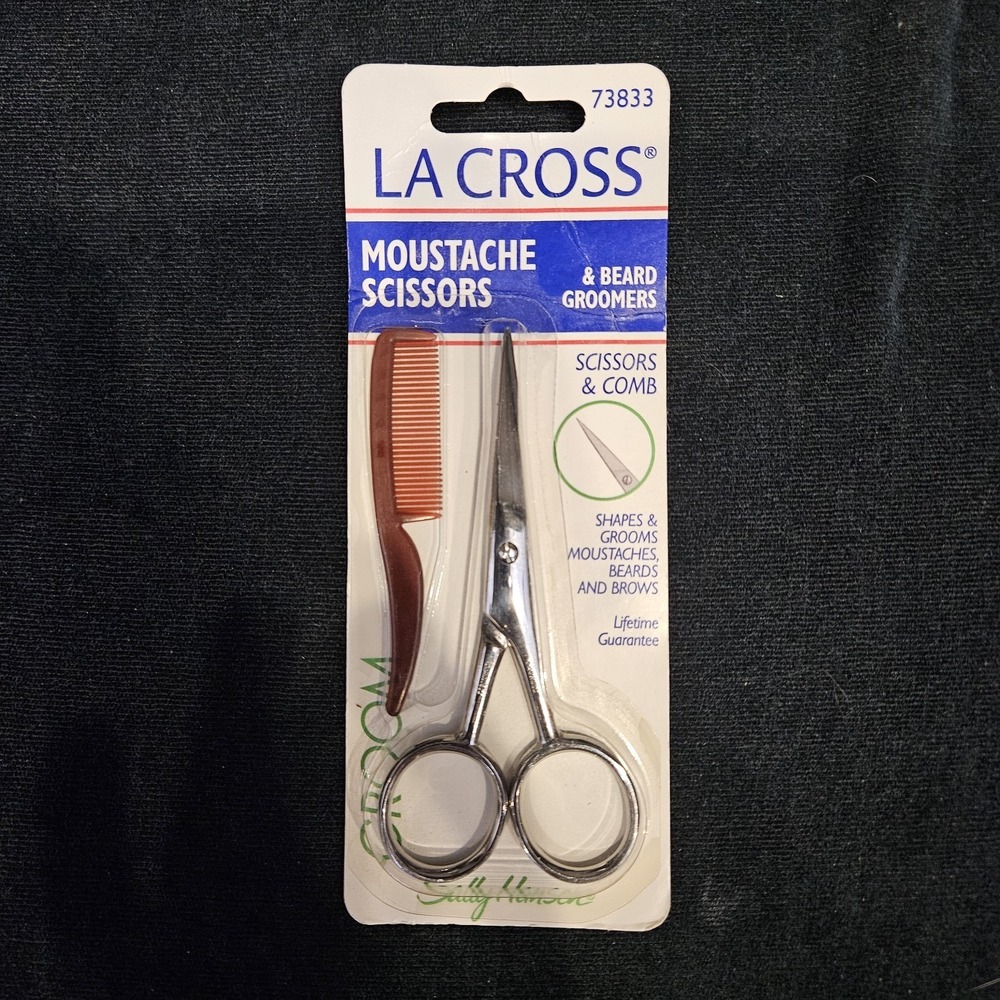 Vintage LA CROSS Moustache & Beard Groomers 73833 Scissors And Comb Sally Hansen - Picture 1 of 4